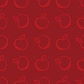 Vector seamless apple pattern; red background. Royalty Free Stock Photo